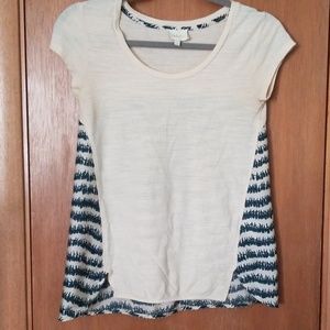 Anthropologie Deletta Green & Cream Top shirt xs
